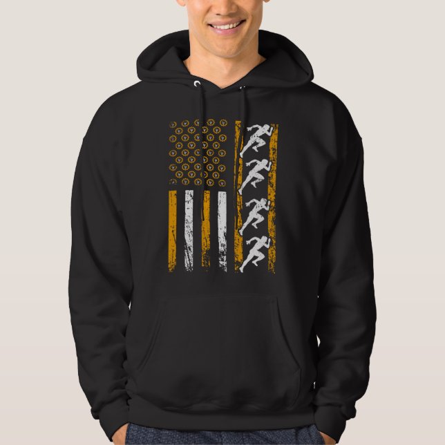 American Sports Flag Construction Track And Field Hoodie (Framsida)