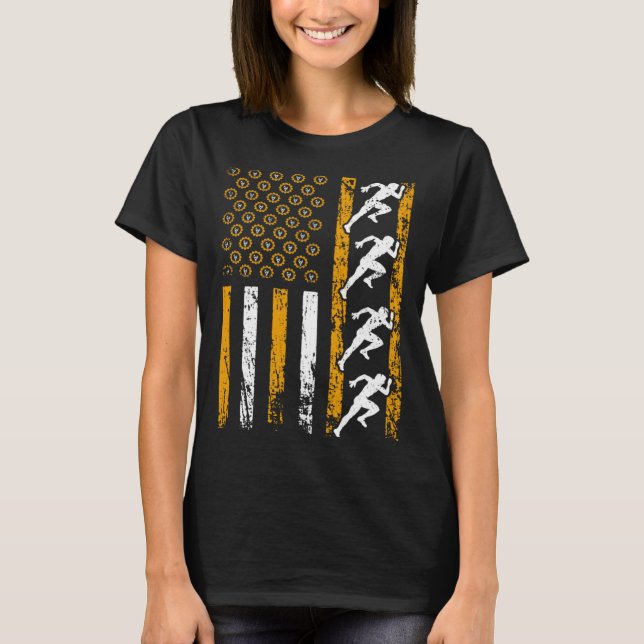 American Sports Flag Construction Track And Field T Shirt (Framsida)