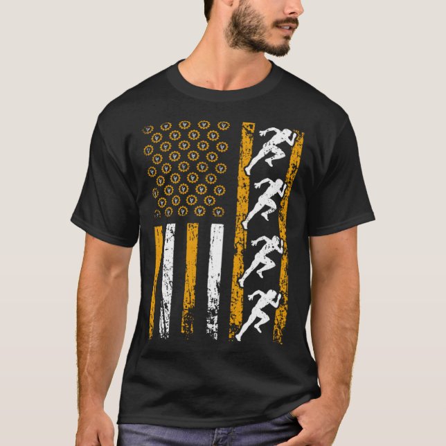 American Sports Flag Construction Track And Field T Shirt (Framsida)