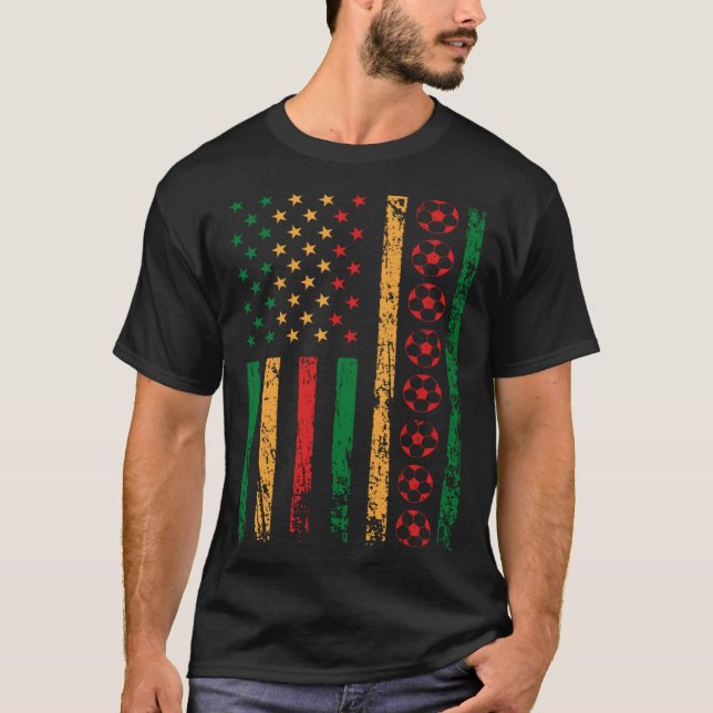 American Sports Flag Football Black History Month  T Shirt (Framsida)