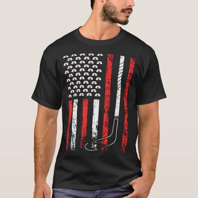 American Sports Flag National Nurses Day Ice Hocke T Shirt (Framsida)