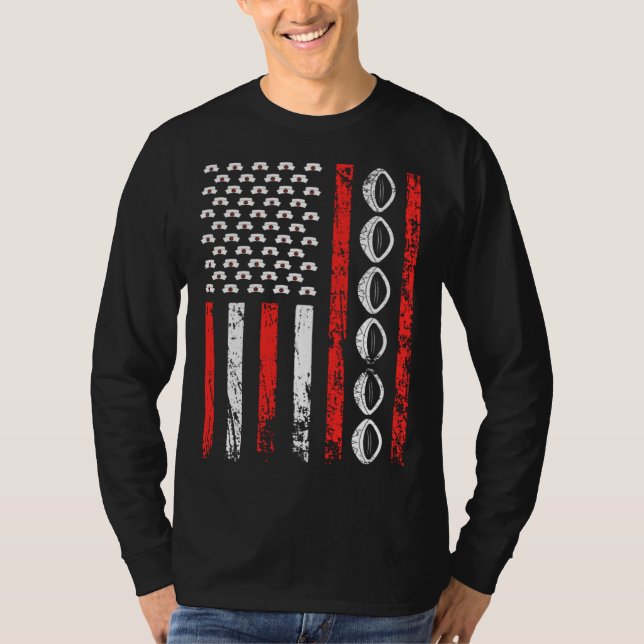 American Sports Flag National Nurses Day Rugby Foo T Shirt (Framsida)