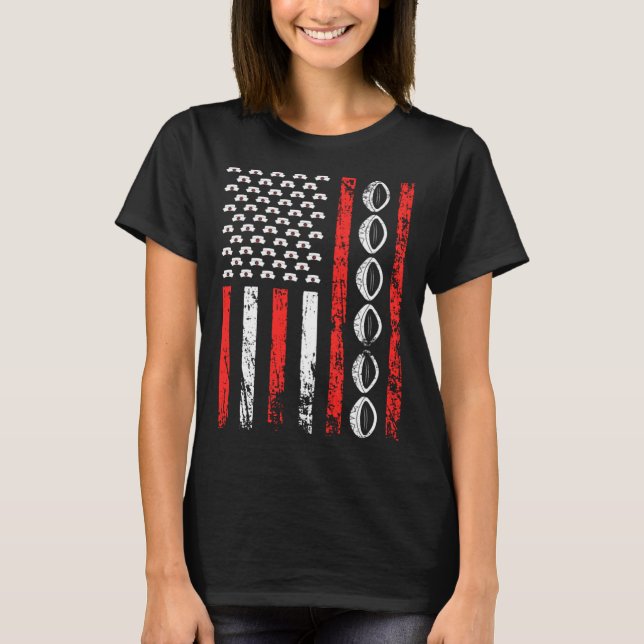 American Sports Flag National Nurses Day Rugby Foo T Shirt (Framsida)
