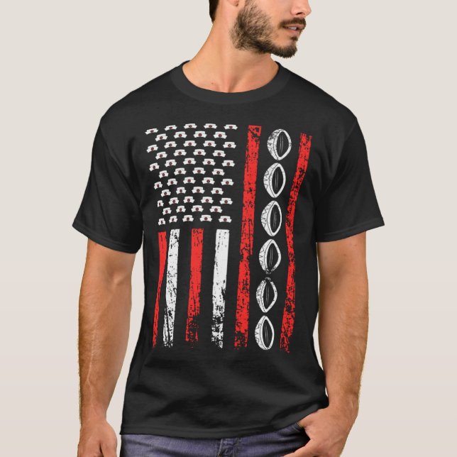 American Sports Flag National Nurses Day Rugby Foo T Shirt (Framsida)