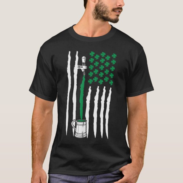 American St patricks day Shamrock and Beer T Shirt (Framsida)