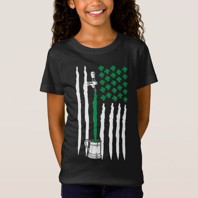 American St patricks day Shamrock and Beer T Shirt (Framsida)