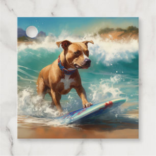 American Stafford Dshire Beach Surfing Painting Gåvor Etiketter