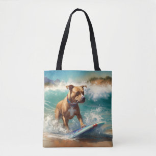 American Stafford Dshire Beach Surfing Painting Tygkasse