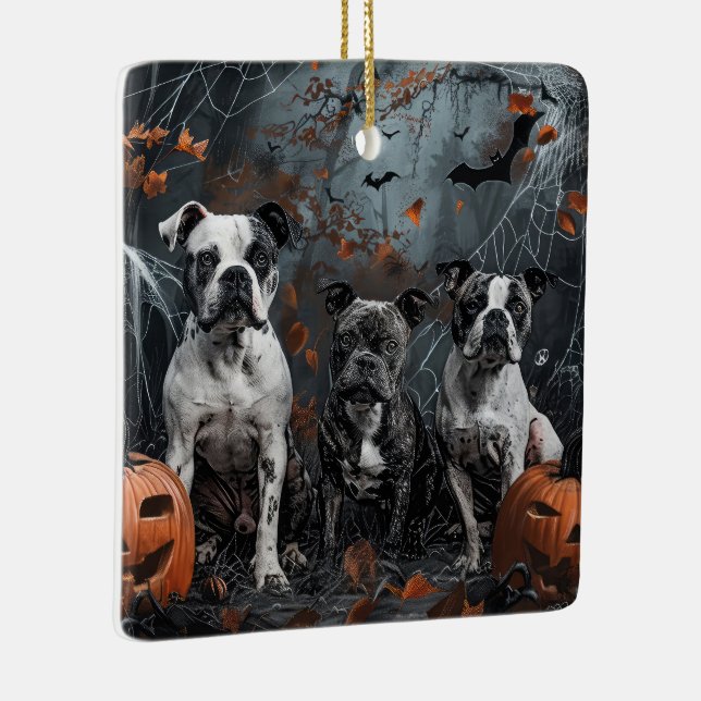 American Stafford Dshire Halloween Night Doggy Julgransprydnad Keramik (Höger)
