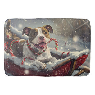 American Stafford Dshire Hund jul Festive Badrumsmatta