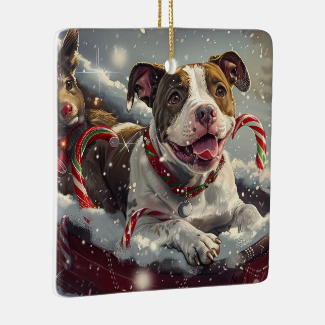 American Stafford Dshire Hund jul Festive Julgransprydnad Keramik (Höger)