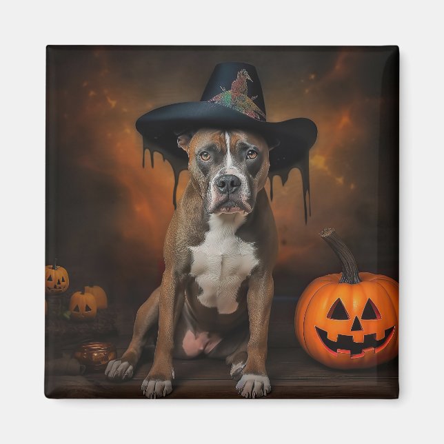 American Stafford Dshire Pumpkins Halloween Scary Magnet (Framsidan)