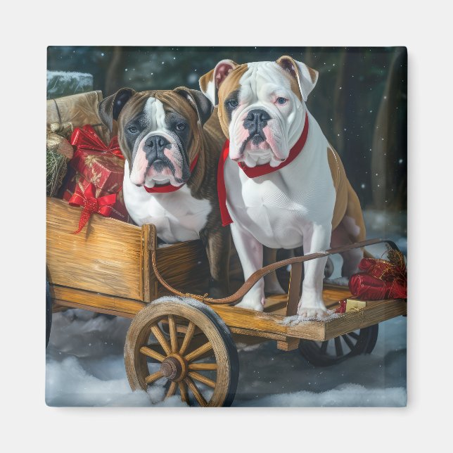 American Stafford Dshire Snowy Sleigh-jul Magnet (Framsidan)