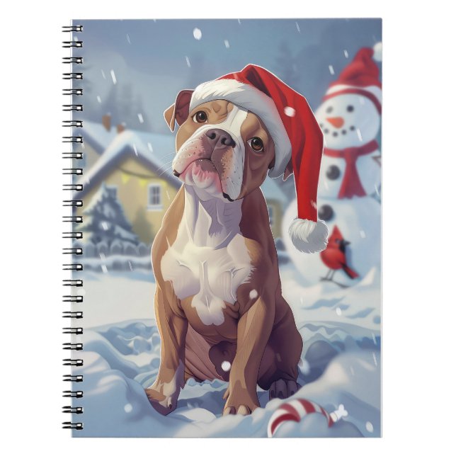 American Stafford Dshire Winter Wonderland jul Anteckningsbok (Framsidan)