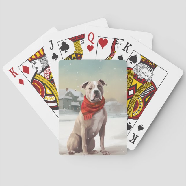 American Stafford Hund i Snö-julen Casinokort (Baksidan)