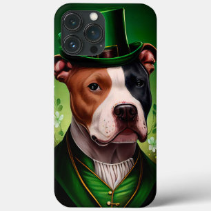 American Stafford hund i St. Patrick's Day