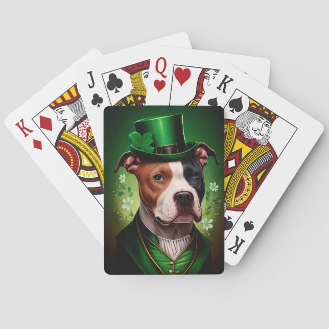 American Stafford hund i St. Patrick's Day Casinokort (Baksidan)
