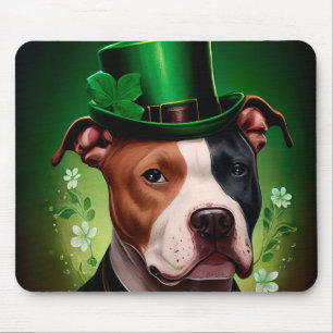 American Stafford hund i St. Patrick's Day Musmatta