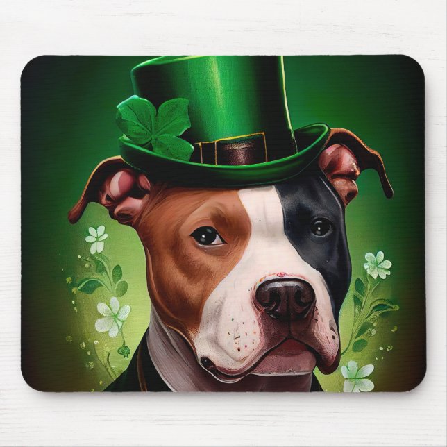 American Stafford hund i St. Patrick's Day Musmatta (Framsidan)