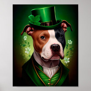 American Stafford hund i St. Patrick's Day Poster