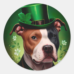 American Stafford hund i St. Patrick's Day Runt Klistermärke