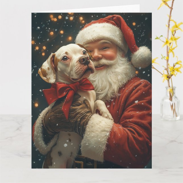 American Stafford Jultomten Festive Julafton Kort (Gul blomma)