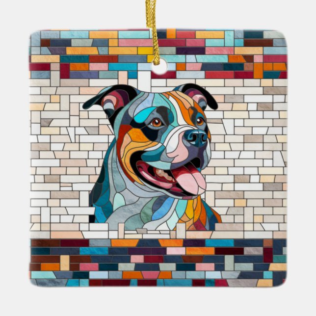 American Stafford Terrier - Amstaff Julgransprydnad Keramik (Framsida)