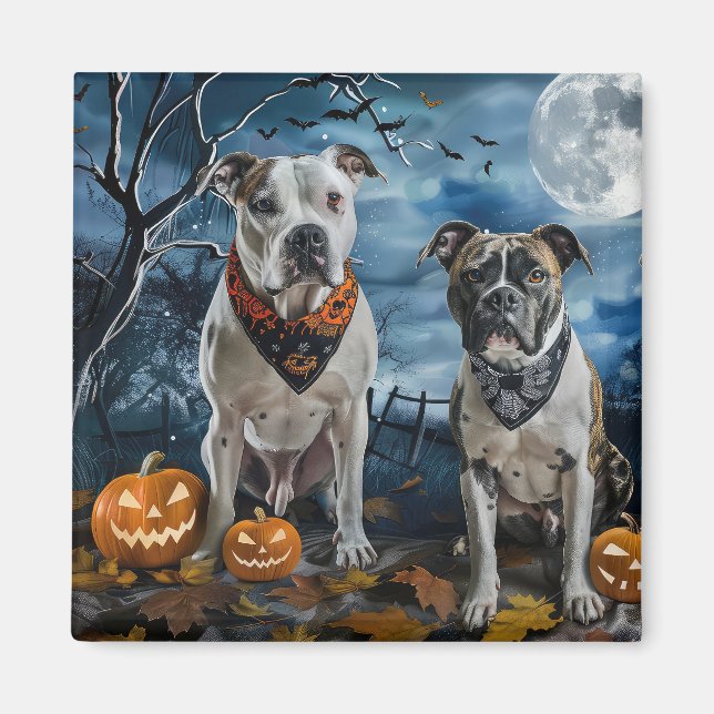 American StaffordDshire Halloween Spooky Magnet (Framsidan)