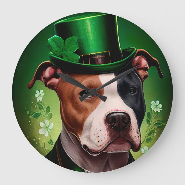 American Staffordhund i St. Patrick's Da Stor Klocka (Framsida)