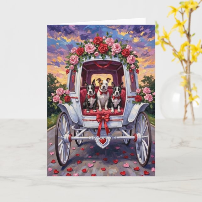 American Staffordshire Dog Valentine's Day Kort (Gul blomma)