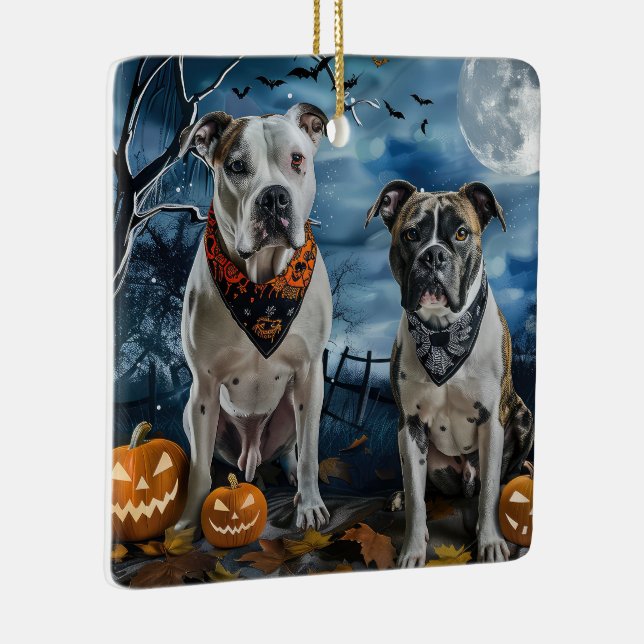 American Staffordshire Halloween Kuslig  Julgransprydnad Keramik (Höger)