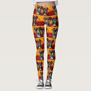 American Staffordshire Heart Roses Alla hjärtans d Leggings
