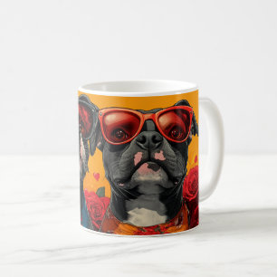 American Staffordshire hjärta rosor Alla hjärtans Kaffemugg