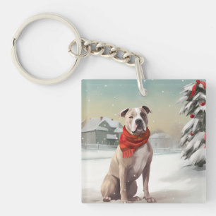 American Staffordshire Hund i Snö Jul