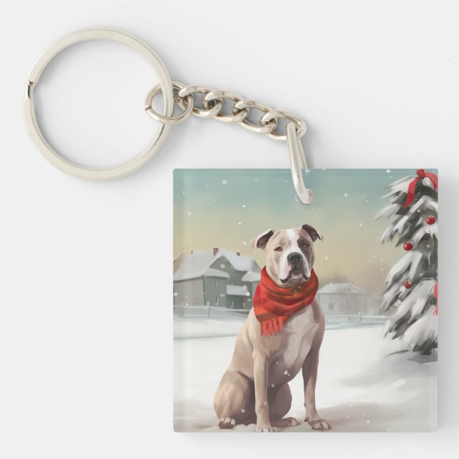 American Staffordshire Hund i Snö Jul  (Framsidan)