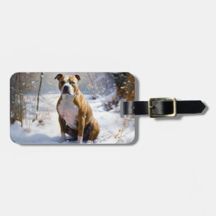 American Staffordshire Låt det snöa Jul Bagagebricka