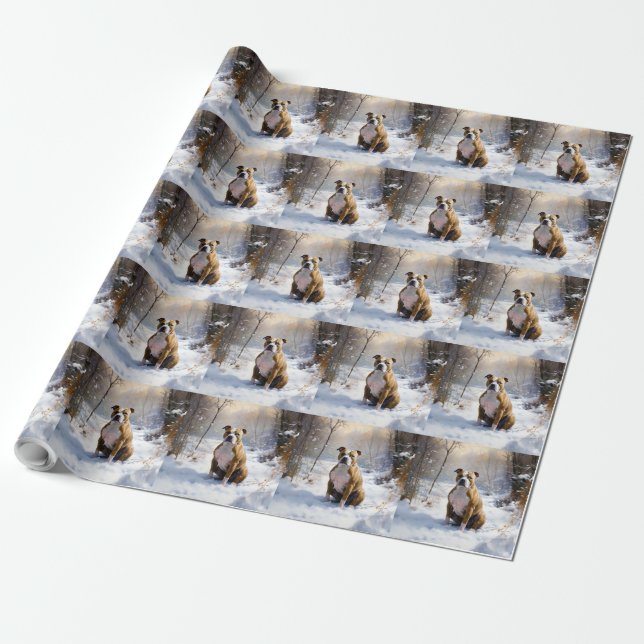 American Staffordshire Låt det snöa Jul Presentpapper (Utrullad)
