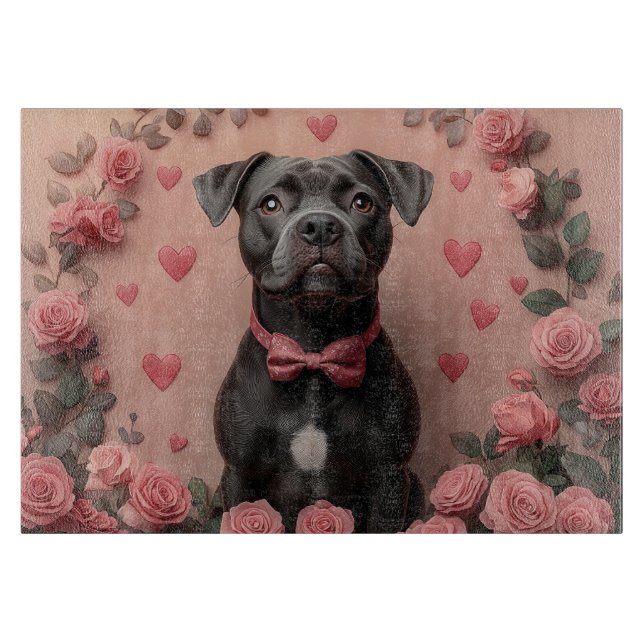 American Staffordshire med rosor - Alla hjärtans d (Framsidan)