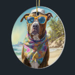American Staffordshire på Beach,sommargåva Julgransprydnad Keramik<br><div class="desc">Tittar du perfektens sommargåva till hund älskare? Titta bara på den här fantastiska Hund på strandscenen! Den här öga-fångstdesignen fångar upp den här fina rasens lekande anda när den frossar på sanden och tar sig in i sol och surfa. Med sin livliga färg och verklighetstrogna detaljrikedom kommer den här designen...</div>