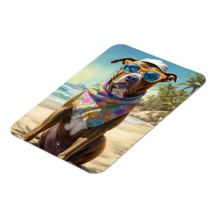 American Staffordshire på Beach,sommargåva Magnet