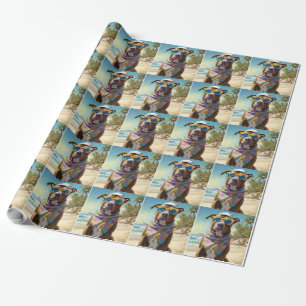 American Staffordshire på Beach,sommargåva Presentpapper