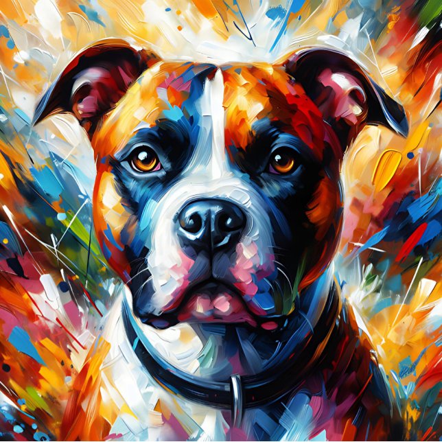 American Staffordshire Terrier Akryl Konsttryck Pussel (American Staffordshire Dog Terrier Acrylic Art Print)