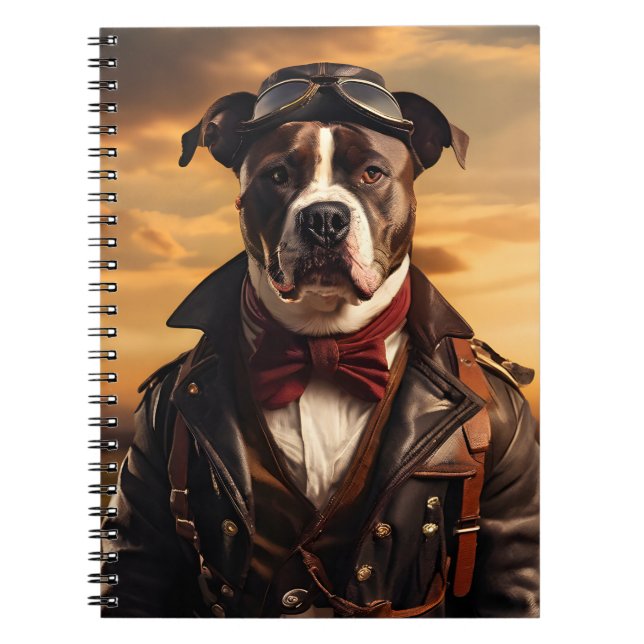 American Staffordshire Terrier Aviator Vintage Anteckningsbok (Framsidan)