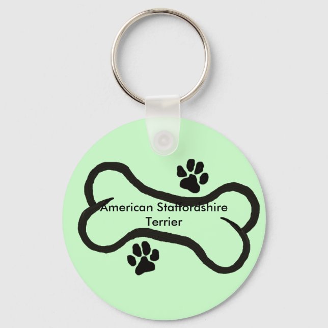 American Staffordshire Terrier Bone N Tass Nyckelring (Framsida)