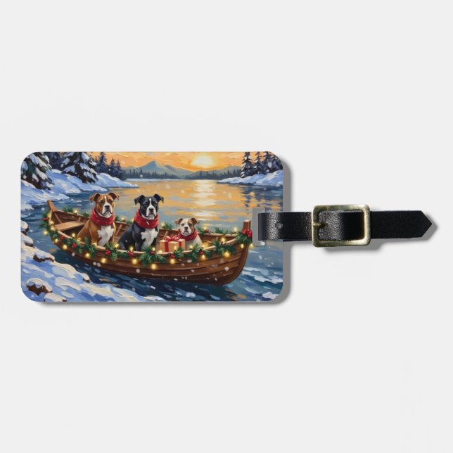American Staffordshire Terrier Christmas Boat Bagagebricka (Horisontell Framsida)