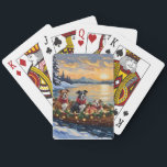 American Staffordshire Terrier Christmas Boat Casinokort<br><div class="desc">Bring strong, loyal charm to your holiday season with this heartwarming American Staffordshire Terrier Christmas design! This magical scene features three handsome, muscular American Staffordshire Terriers (AmStaffs) sitting attentively in a cozy wooden boat, gently floating on a serene snowy lake at sunset. The boat is beautifully adorned with glowing Christmas...</div>