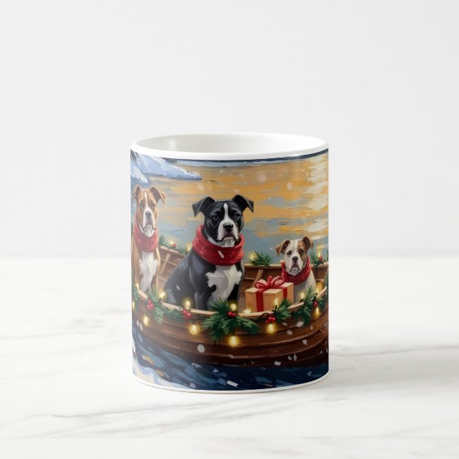 American Staffordshire Terrier Christmas Boat Kaffemugg (Center)
