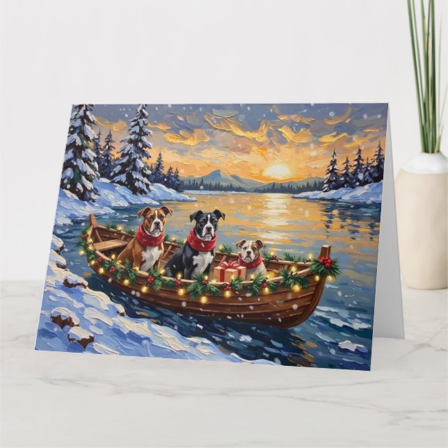 American Staffordshire Terrier Christmas Boat Kort (Framsida)