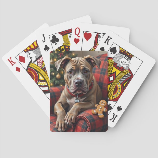American Staffordshire Terrier Cozy Christmas Casinokort (Baksidan)