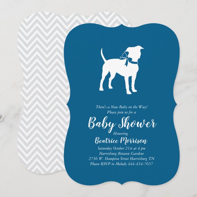 American Staffordshire Terrier Hund Baby Shower Inbjudningar (Fram/baksida)